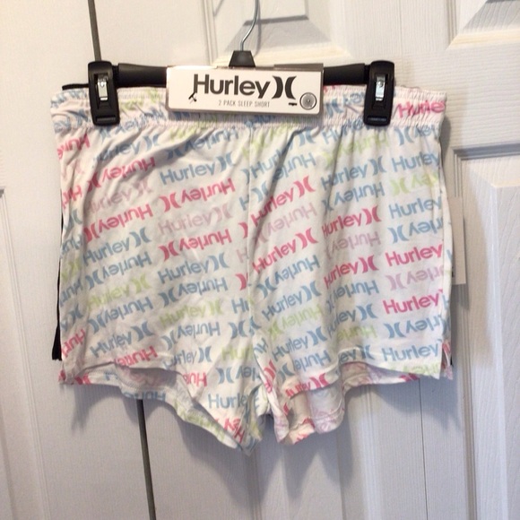 Hurley Womens 2 Pack Logo Roll Down Waistband Lounge Pajama Sleep Shorts - Picture 1 of 6